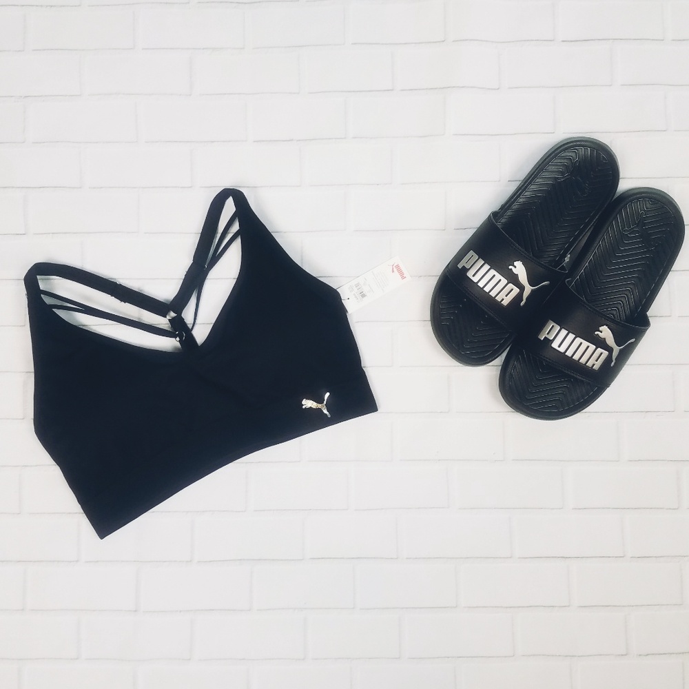 PUMA SLIDES  black silver New - Picture 8 of 8